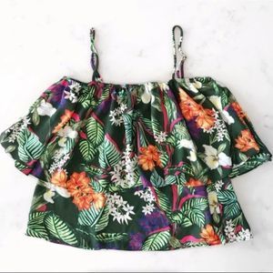 Anthropologie Everly Tropical Off Shoulder Top